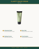 Good Bald Clarity tea tree shave cream key benefits